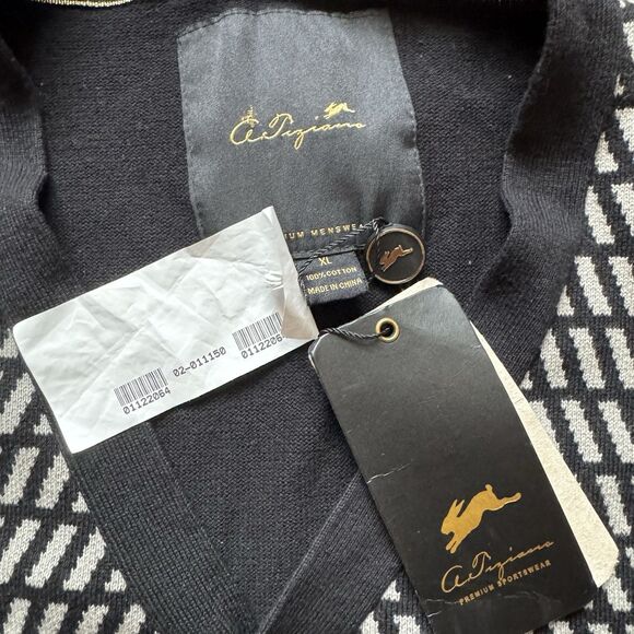 NWT A Tiziano Premium Cardigan Sweater Men’s Size XL Black Gold Pin Accents - Picture 2 of 8